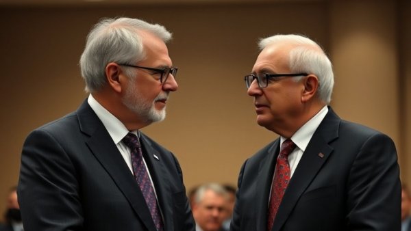 Two men in suits discussing FISA Section 702 surveillance at a hearing.
