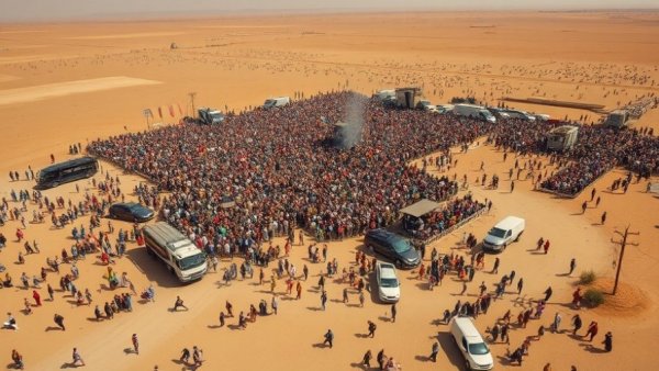 Texas immigration policy protest in an open field.