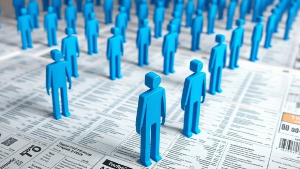 AI changing workforce hiring trends with blue figures on job ads.