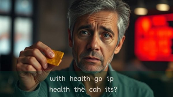 Middle-aged man's concerned expression on ultra-processed foods.