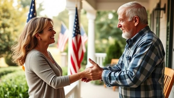 Texas elections 2025: friendly interaction with American flags.