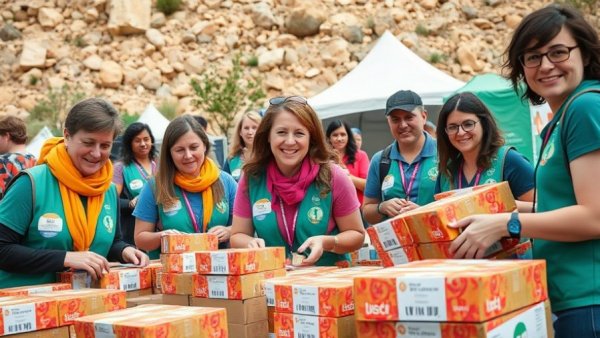 Volunteers organizing Girl Scout cookies during cookie season in San Antonio.