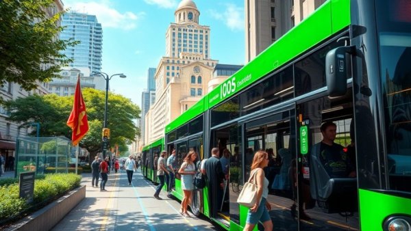 San Antonio Green Line public transit scene with modern bus.