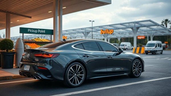 Instant Grocery Pickup Austin area with modern canopy and parked car.