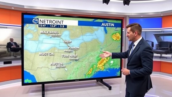 Austin January cold front weather forecast on screen.