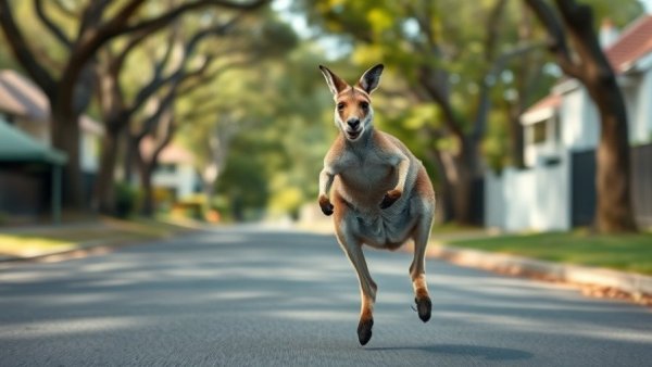 Kangaroo gets loose on paved road in Cleveland, Texas.