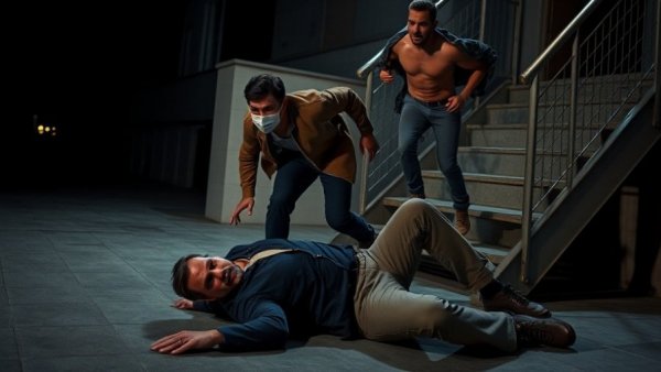 Dramatic incident of son intervening to save father from attack.