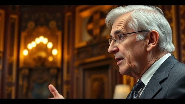 Distinguished older man discusses ICE reforms amid funding challenges.