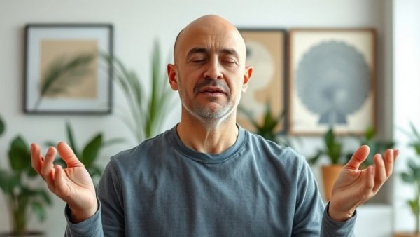 Mindfulness demonstration for mental wellness for seniors indoors.