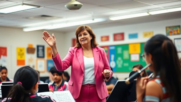 Music teacher conducting students for 2026 Music Educator Award.