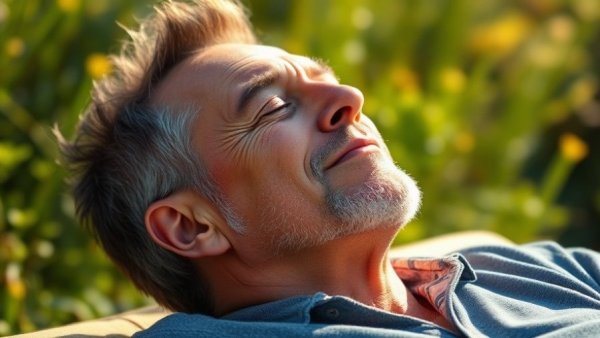 Elderly man enjoying sunlight for sleep improvement