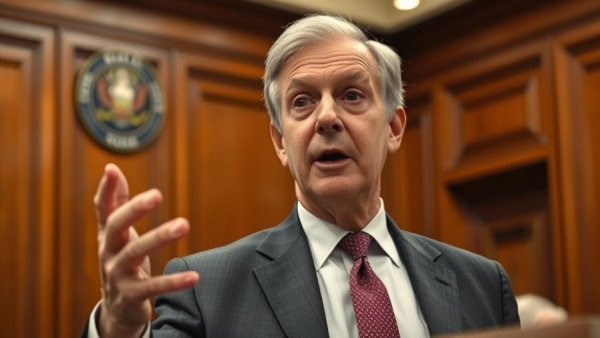 Engaged politician gesturing at national political news event.