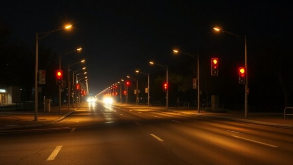 San Antonio traffic news: Dimly lit road at night with signals.