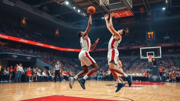 NBA's Top Plays action-packed game moment with players leaping.