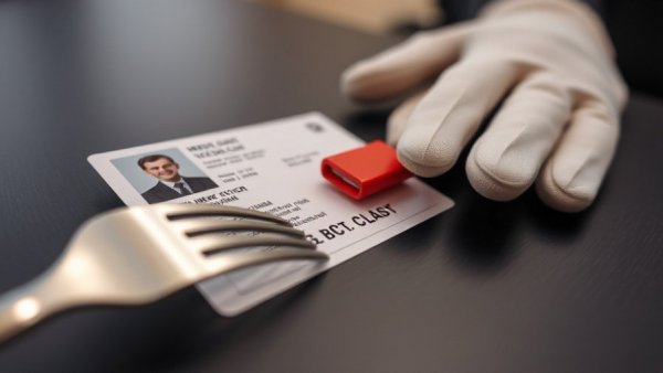 Identification with red object and fork on table linked to impersonating an FBI agent.