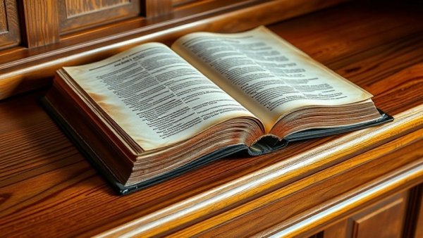 Holy Bible on wooden pew representing Bible readings in Texas public schools.