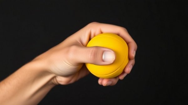 Hand squeezing stress ball for healthy aging tips exercise.