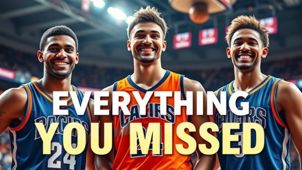 NBA Nightly Highlights Review featuring three players in vibrant jerseys.