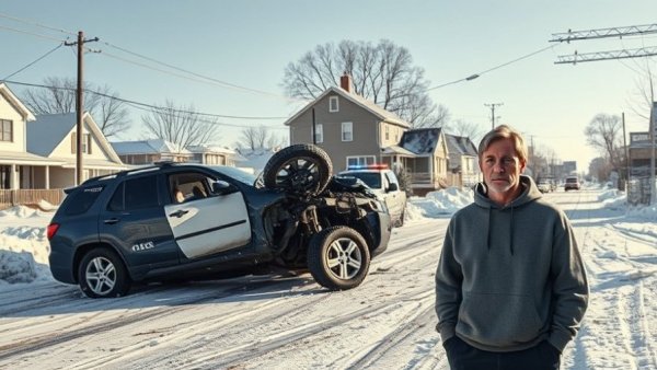 Icy road collision and a serious man indoors, related to Attacks on ICE Officers.