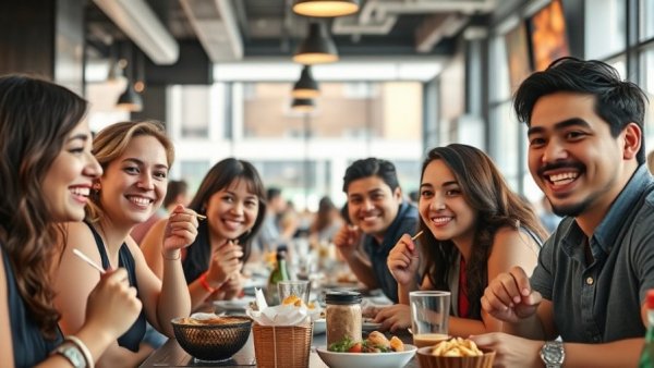 Collage of diners enjoying meals highlighting cheap restaurants in Heights Houston.