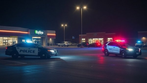 Northeast Houston shooting scene at night with police cars and flashing lights.