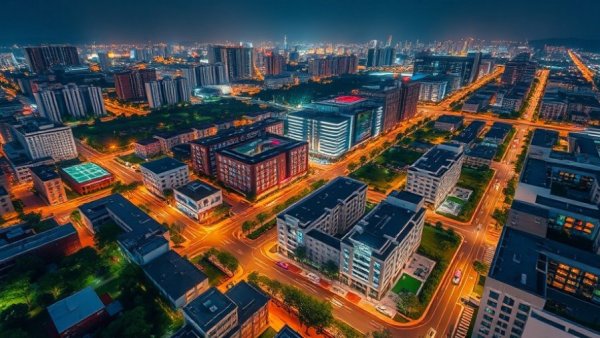 Modern urban development night view representing Allen sales tax rebate deal for Sloan Corners.