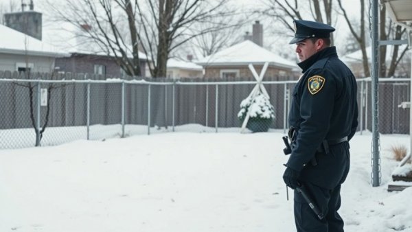 Police officer in winter setting related to Texas immigration policy.
