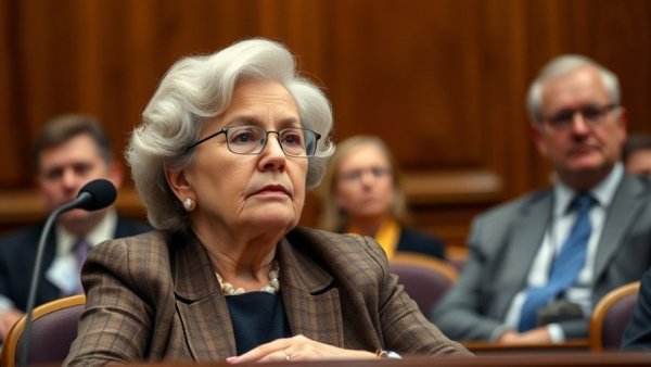 Senior woman speaking at a conference, addressing modernizing retirement plans for Americans.