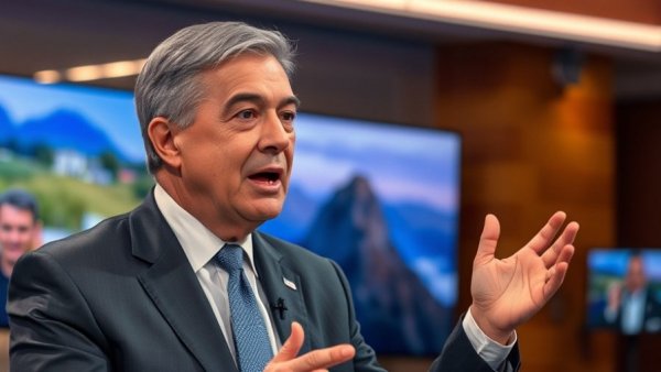 Man discusses passionately in news setting; related to Minnesota fraud investigation.