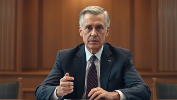 Serious man discussing FISA reforms at a formal meeting.