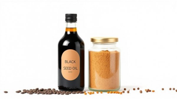 Comparison of black seed oil benefits and spice bottle.