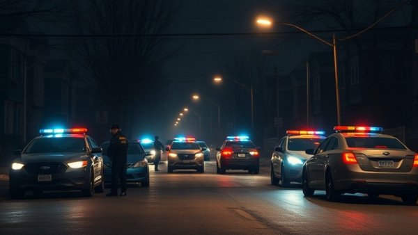 San Antonio police scene at night with flashing lights.