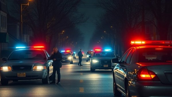 San Antonio news shooting scene with police cars and officers at night.