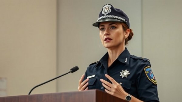 Female officer presenting on Austin police ICE warrants policy changes