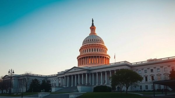 US Capitol building at sunset; government shutdown impacts ICE funding concerns.