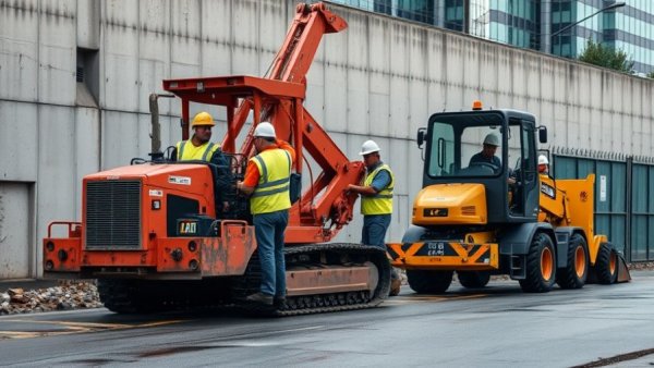 Construction workers operating machinery in Houston, related to news today.