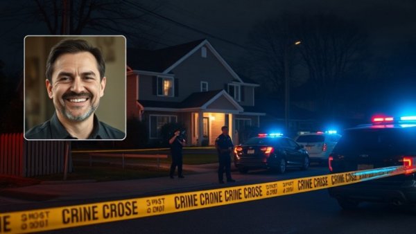 Houston crime scene investigation at night with police.