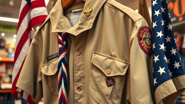 Boy Scouts uniform with badges, Scouting America DEI rollback.