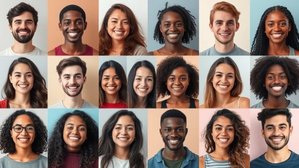 Diverse young adults in portrait collage, Texas Tribune Spring Fellowships.