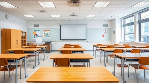 Modern classroom setup emphasizing Texas Education Freedom Accounts.
