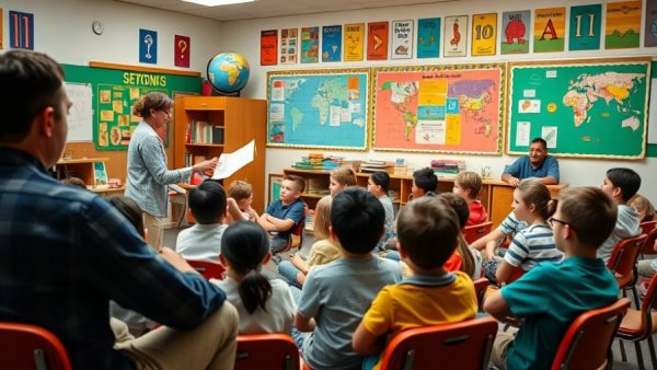 Classroom with teacher reading to students in a circle, Texas private school vouchers