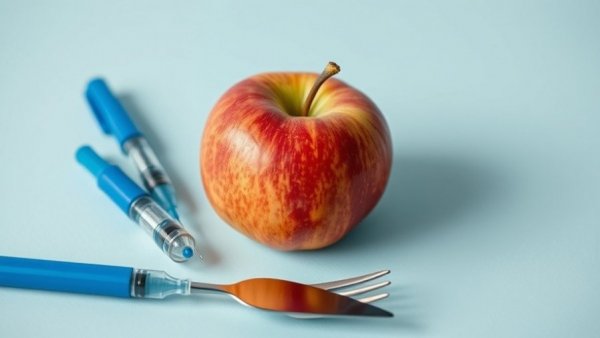 Nutrition Risks of Ozempic and Wegovy: injection pens and apple.