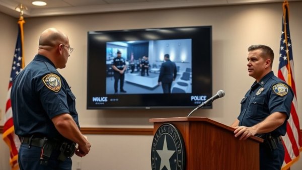 Dallas Police officers present video evidence at a press conference about shooting.