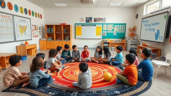 Elementary classroom with students learning in Texas private school.
