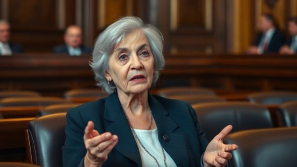 Government official speaking about shutdown in a formal chamber setting.