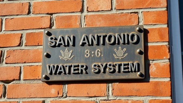 SAWS town hall meeting San Antonio sign close-up.