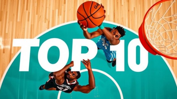 NBA highlights recap showing dynamic basketball action mid-air.