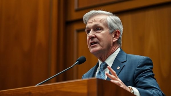 Man discussing the healthcare crisis in America at a podium.