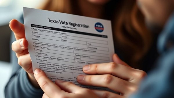 Close-up of Texas voter registration form, highlighting document details.