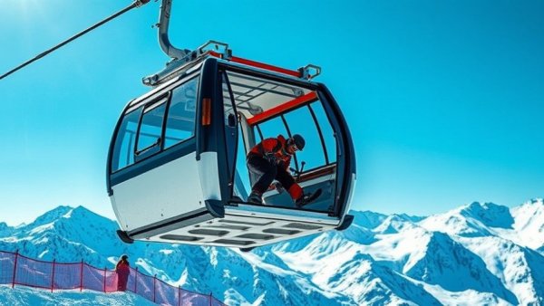 Gore Mountain ski gondola rescue operation in the snow-covered landscape.
